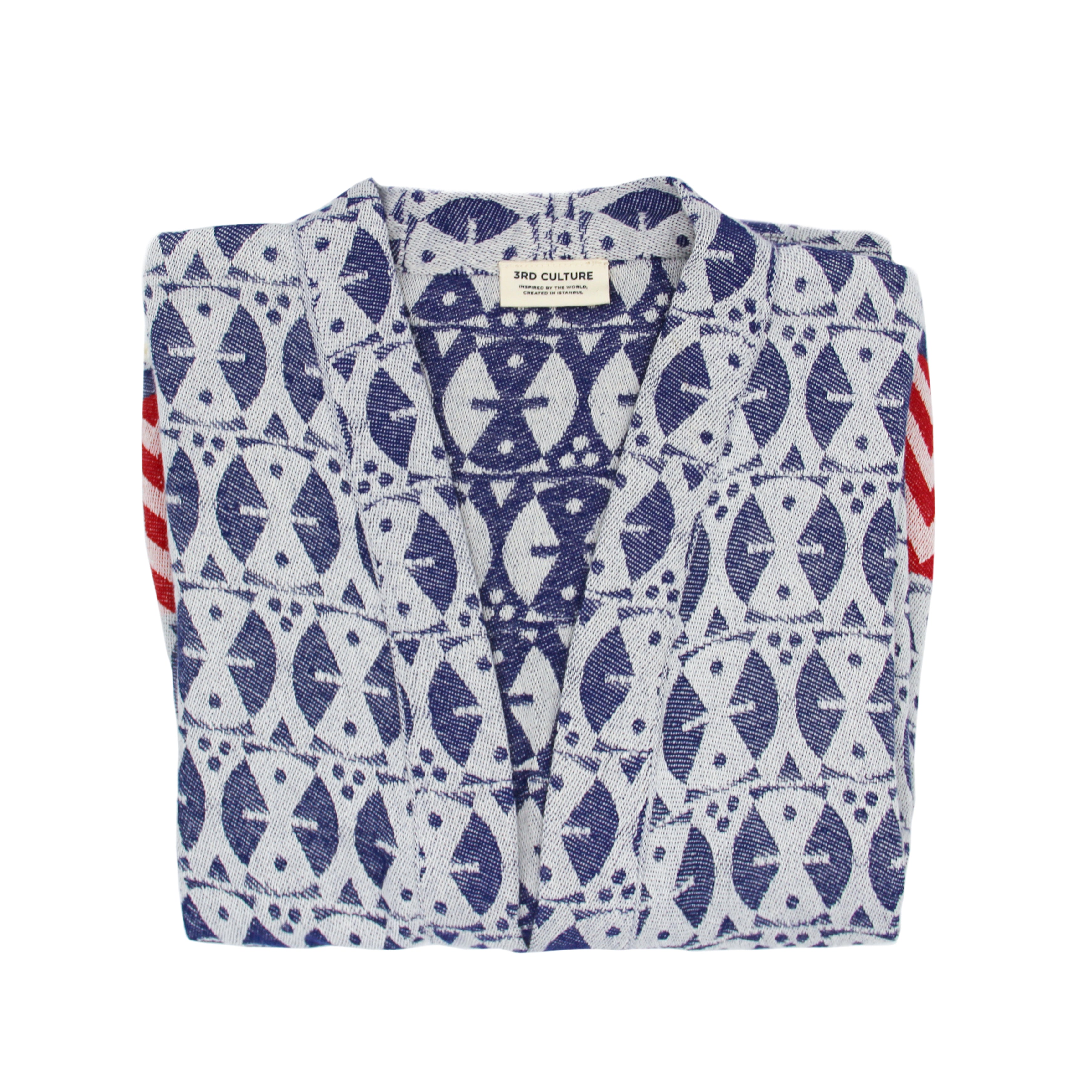 Lacivert & Kırmızı 'Adinkra' Kimono