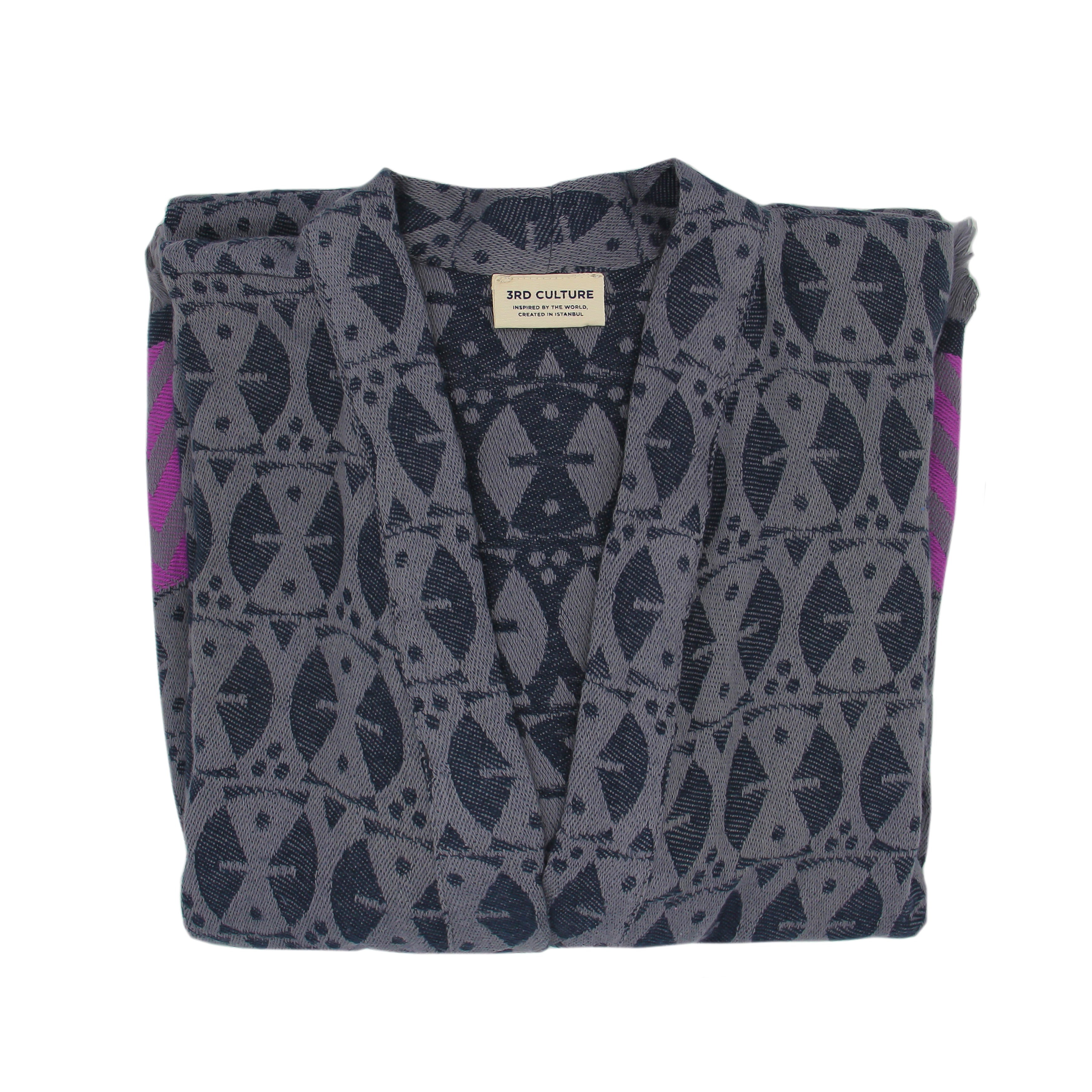 Lacivert & Antrasit 'Adinkra' Kimono